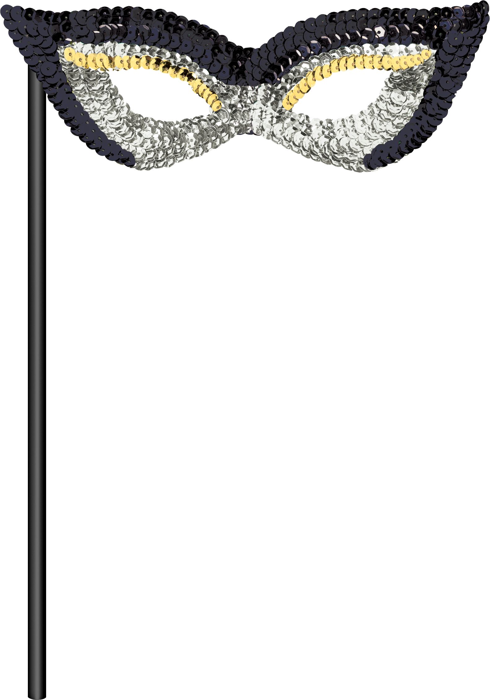 Black, Gold & Silver Masquerade Masks, 6-pk Front_Flat