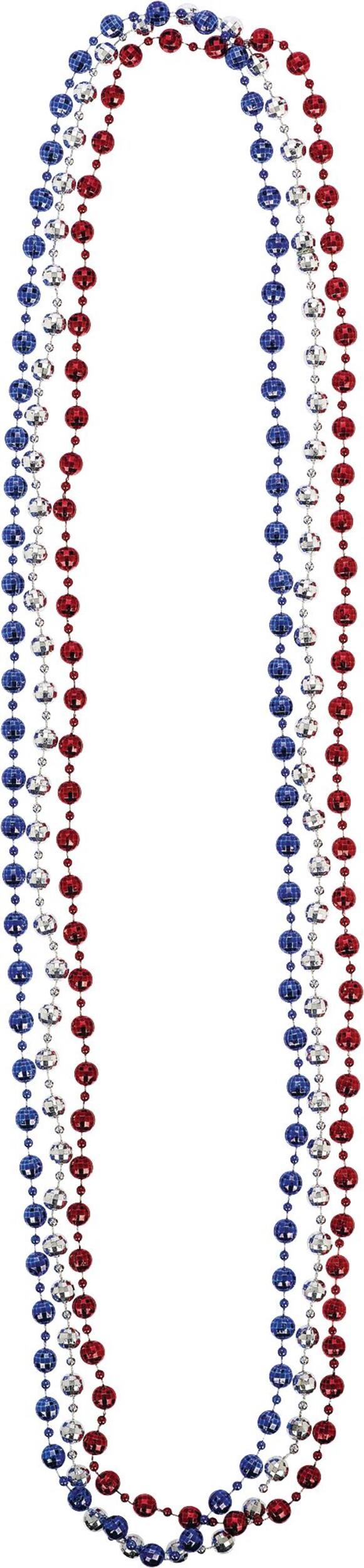 Colliers de perles avec boules disco patriotiques, paq.&nbsp;3 Overhead_Flat