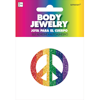 Bijoux de corps autocollant avec symbole de paix, arc-en-ciel, 2 po, cadeaux-surprises à porter pour l'Halloween Front_Flat