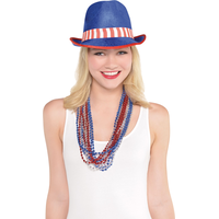 Colliers de perles, rouge, blanc, bleu, paq. 50 Front_Flat