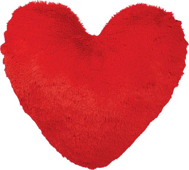Red Shaggy Heart Pillow Front_Flat