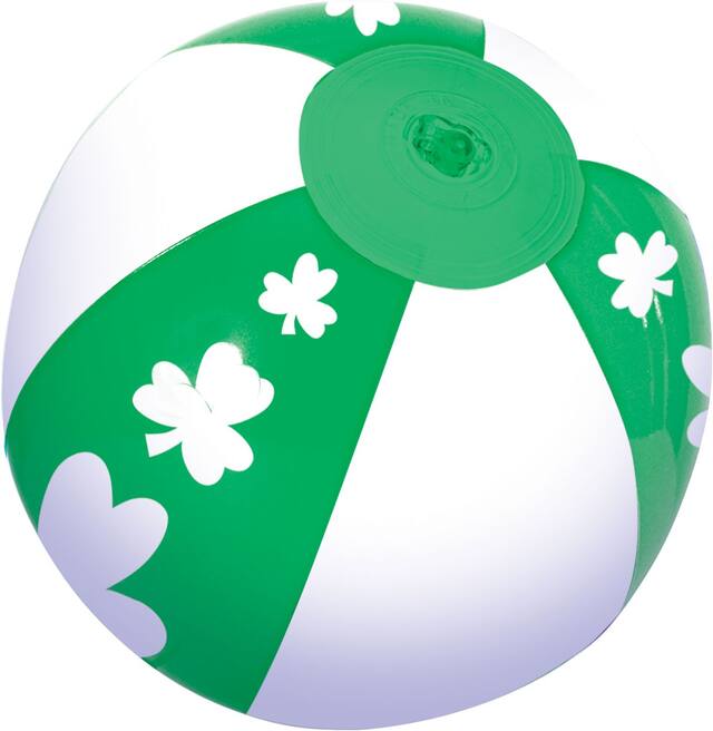 Inflatable Round Beach Ball, Green, Shamrock, for St. Patrick's Day Overhead_Plunge