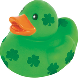 Rubber Duck Toy Favour, Green, Shamrock, for St. Patrick's Day Front_Angled_Left