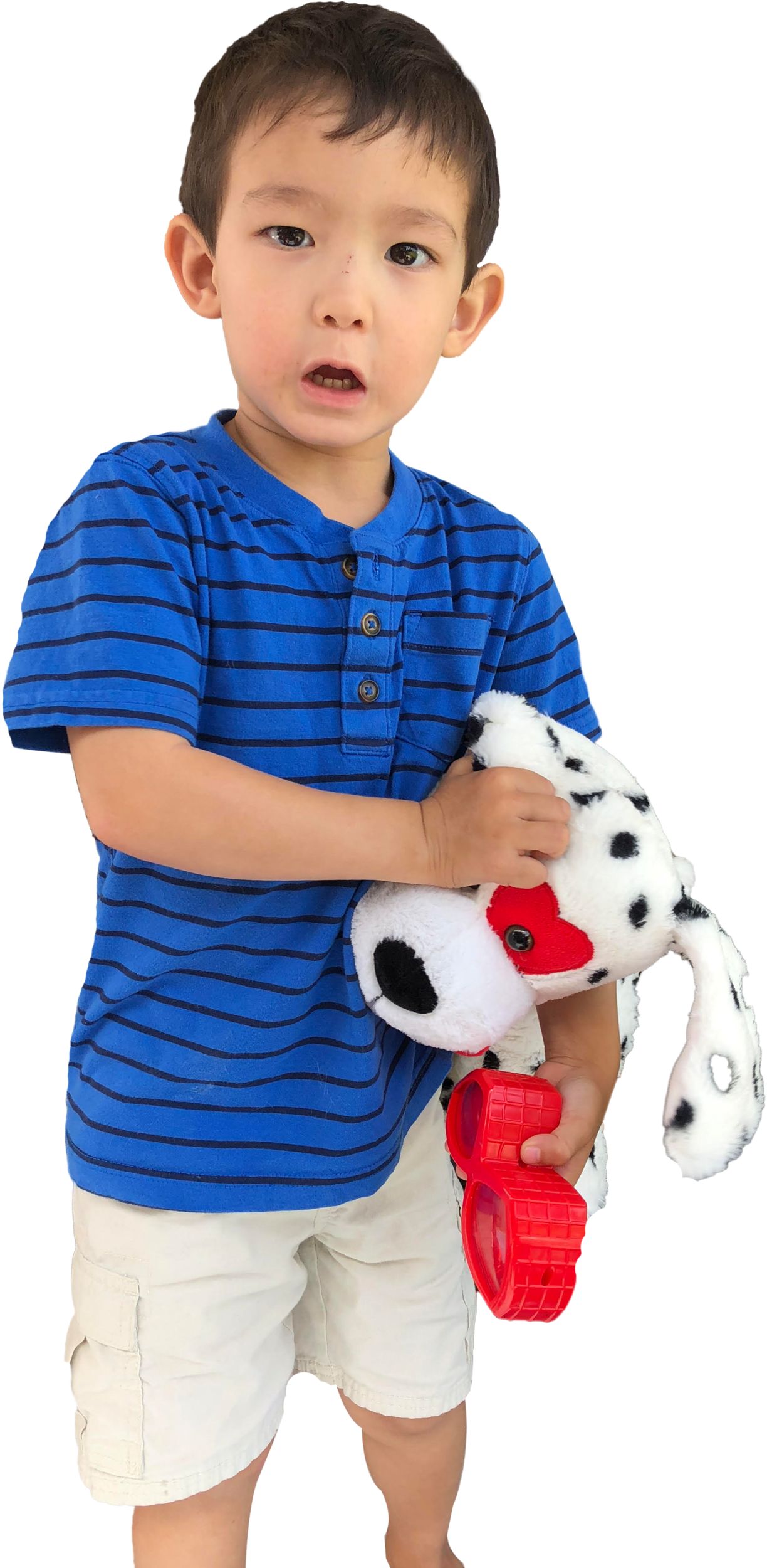 "I Love You" Dalmatian Dog Plush Toy, White/Red, for Valentine's Day Overhead_Plunge