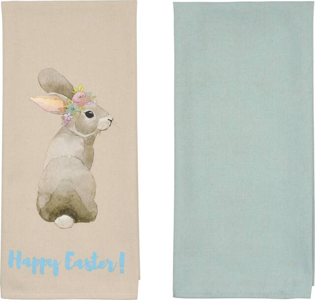Easter Rabbit Tea Towels, 2-pk Front_Flat