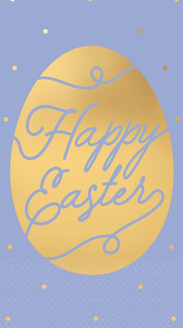 Essuie-mains d'invité Joyeuse Pâques avec oeuf doré métallique, paq. 16 Front_Flat