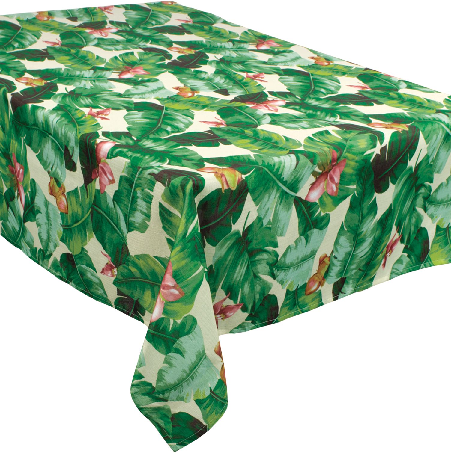 Tropical Jungle Fabric Tablecloth Front_Angled_Right
