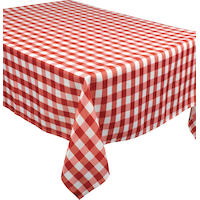 Red Gingham Fabric Tablecloth Overhead_Plunge