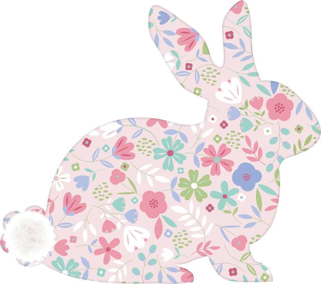 Découpes de lapins roses avec motif floral Side_Right