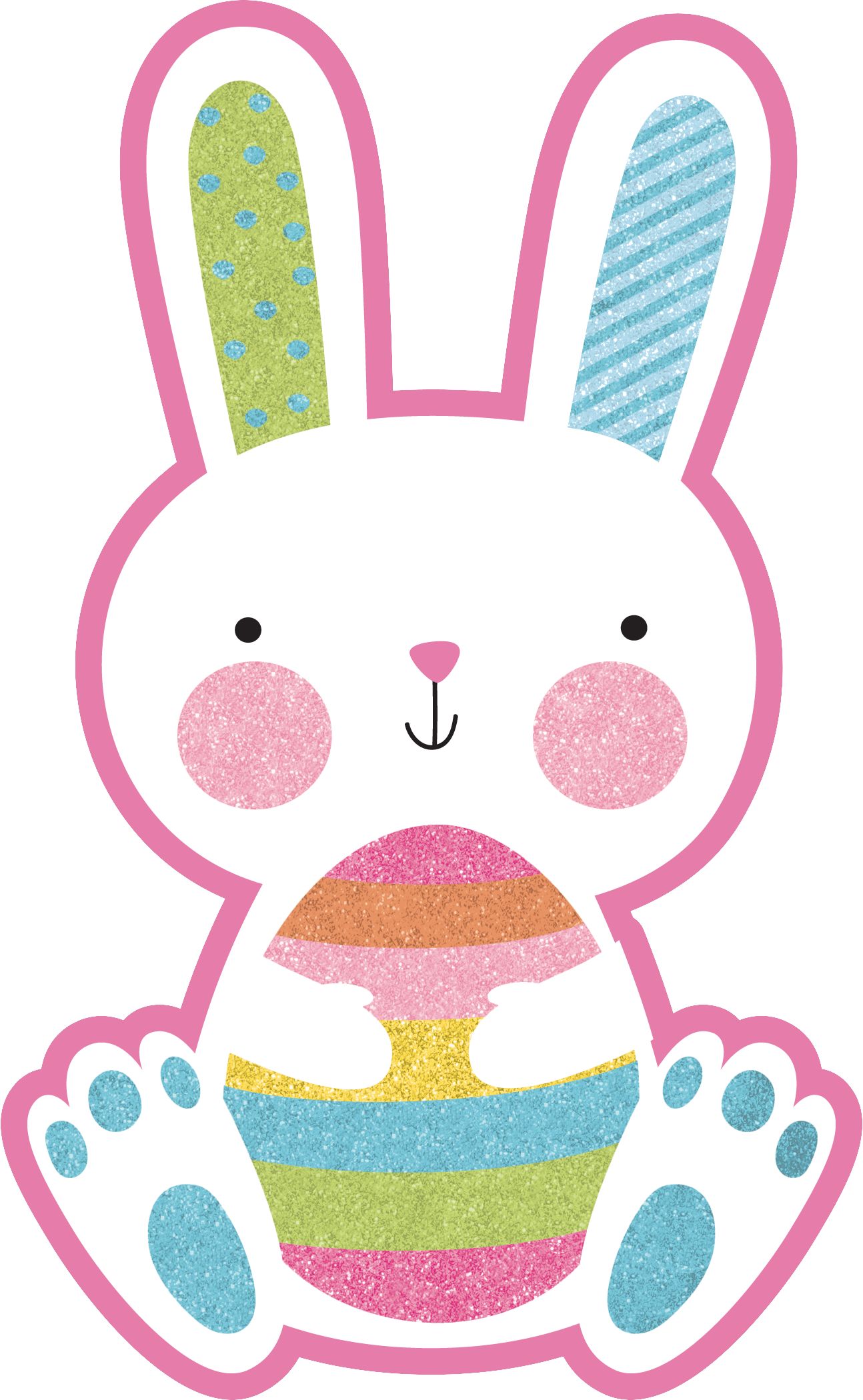 Easter Egg/Bunny/Rabbit Table & Wall Cutout Decorations, Multi-Coloured, 8.5-in, 10-pk, for Easter Front_Flat