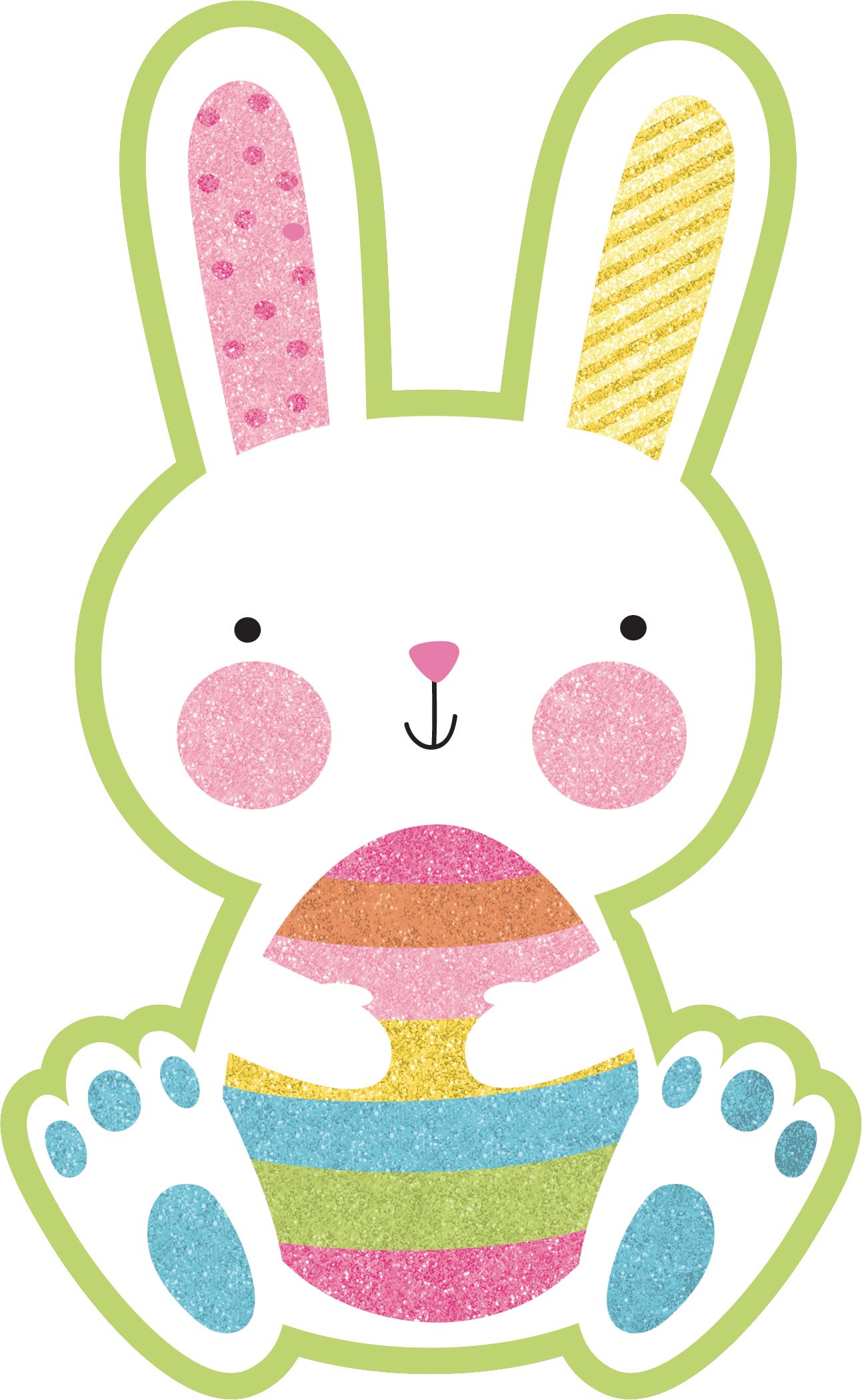 Easter Egg/Bunny/Rabbit Table & Wall Cutout Decorations, Multi-Coloured, 8.5-in, 10-pk, for Easter Front_Flat