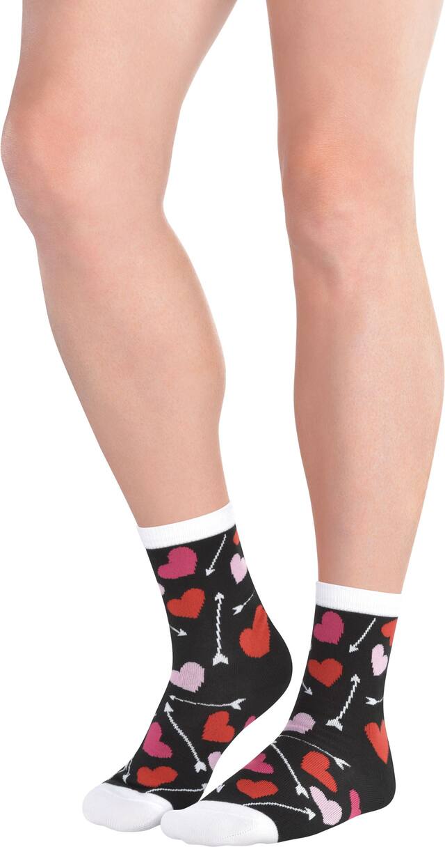 Adult Arrows & Hearts Crew Socks Front_Angled_Left