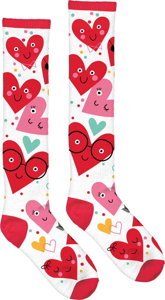 Adult Heart Face KneeHigh Socks Party City