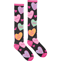 Chaussettes aux genoux de coeurs avec messages pour adultes Side_Right