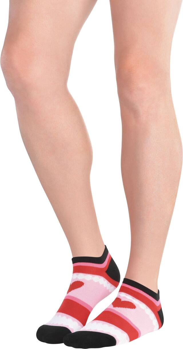 Socquettes coeurs et rayures pour adultes Front_Angled_Left