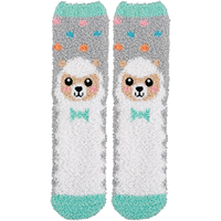 Smiling Spring Lamb Fuzzy Socks Front_Flat