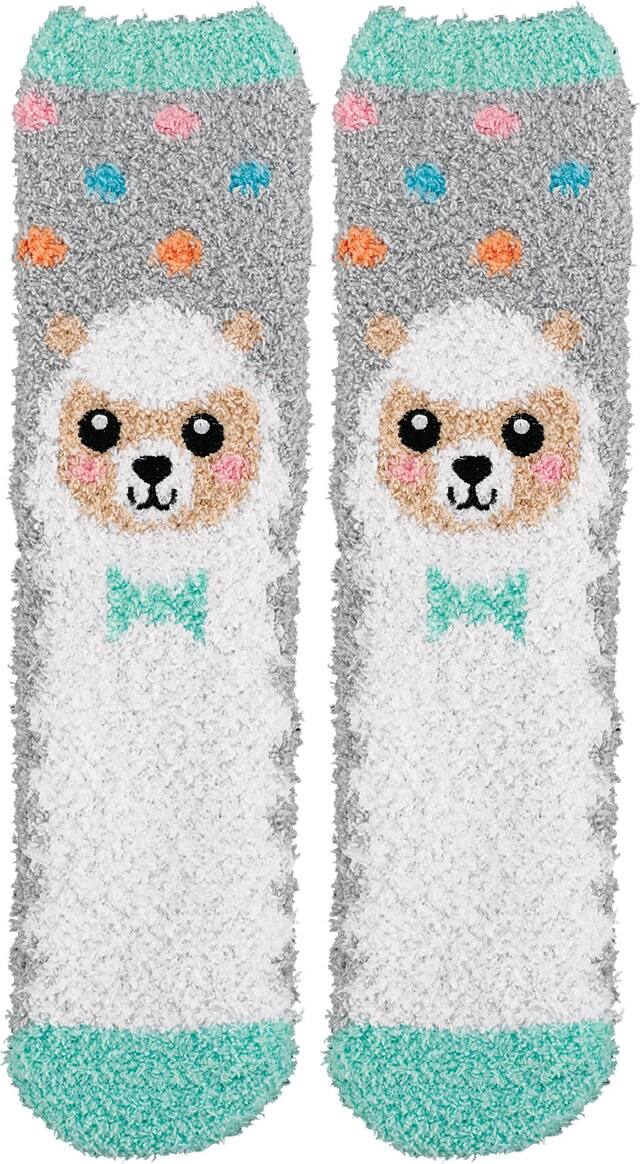 Chaussettes en peluche agneau printanier souriant Front_Flat