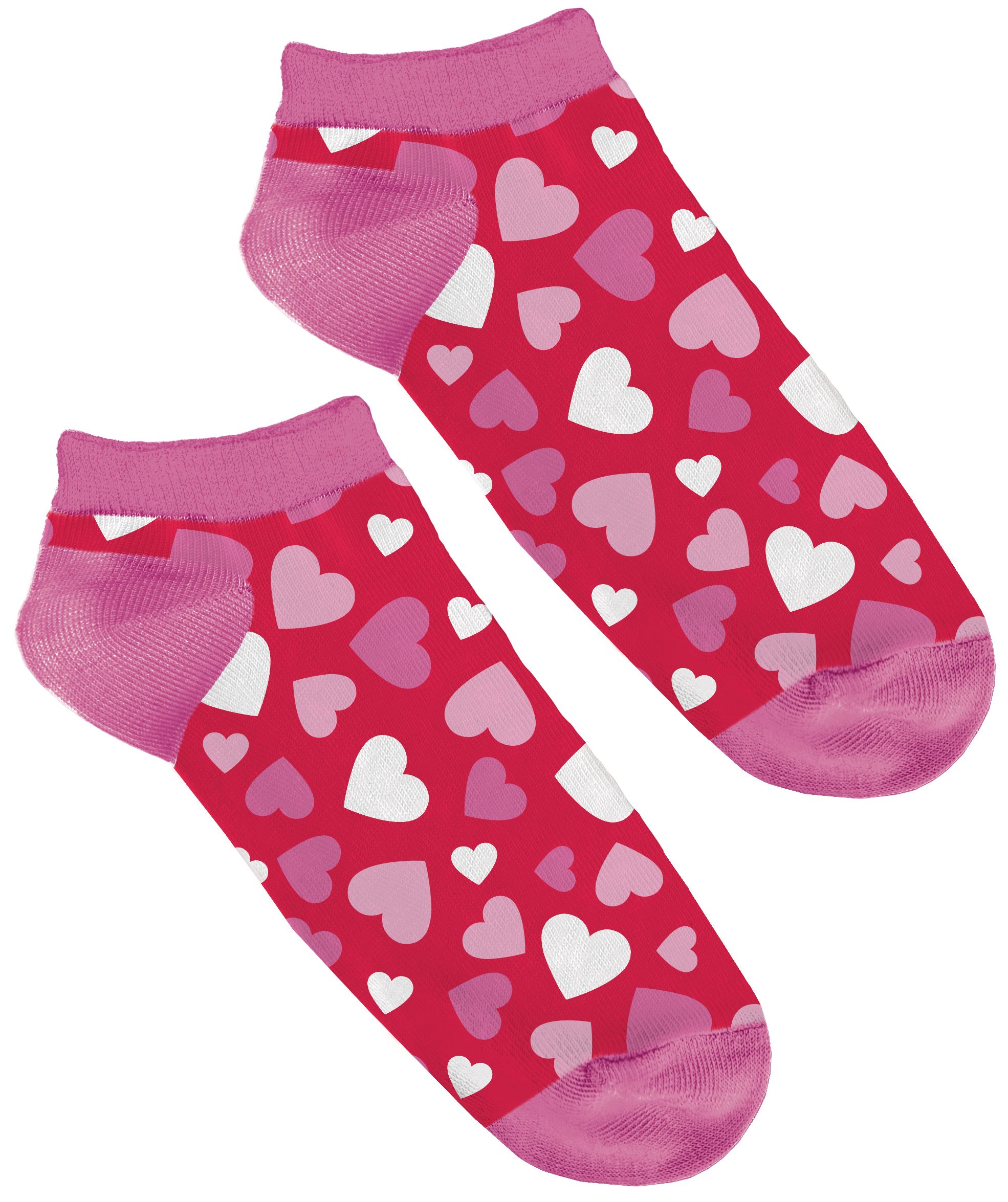 Red Hearts Valentine's Day Ankle Socks Overhead_Flat