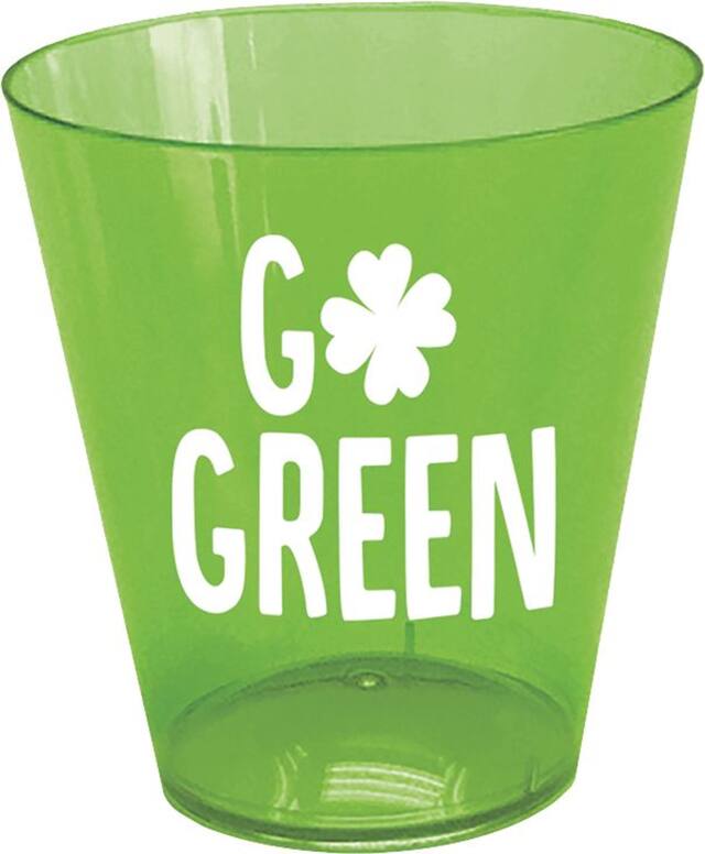 St. Patrick's Day Go Green Plastic Shot Glasses, Green/White, 40-pk Front_Elevated