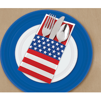 Patriotic American Flag Cutlery Holders, 12-pk Overhead_Plunge