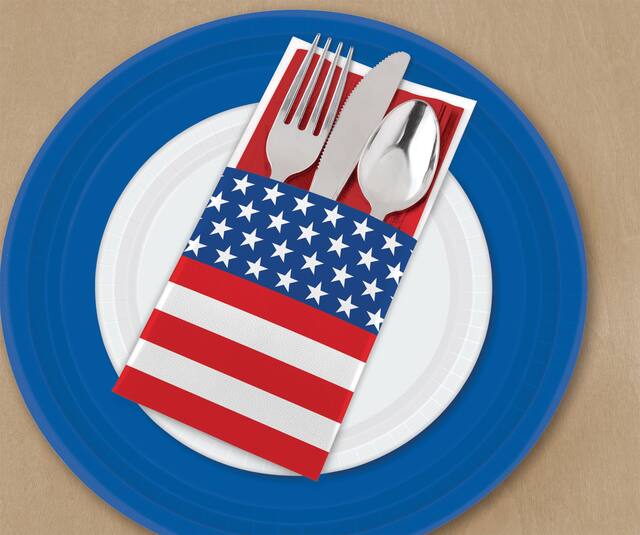 Patriotic American Flag Cutlery Holders, 12-pk Overhead_Plunge