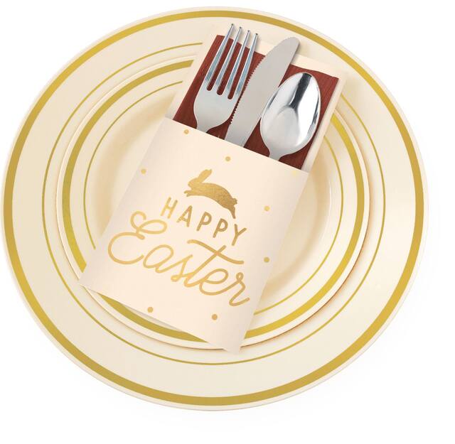 Happy Easter Cutlery Holders, 12-pk Overhead_Plunge
