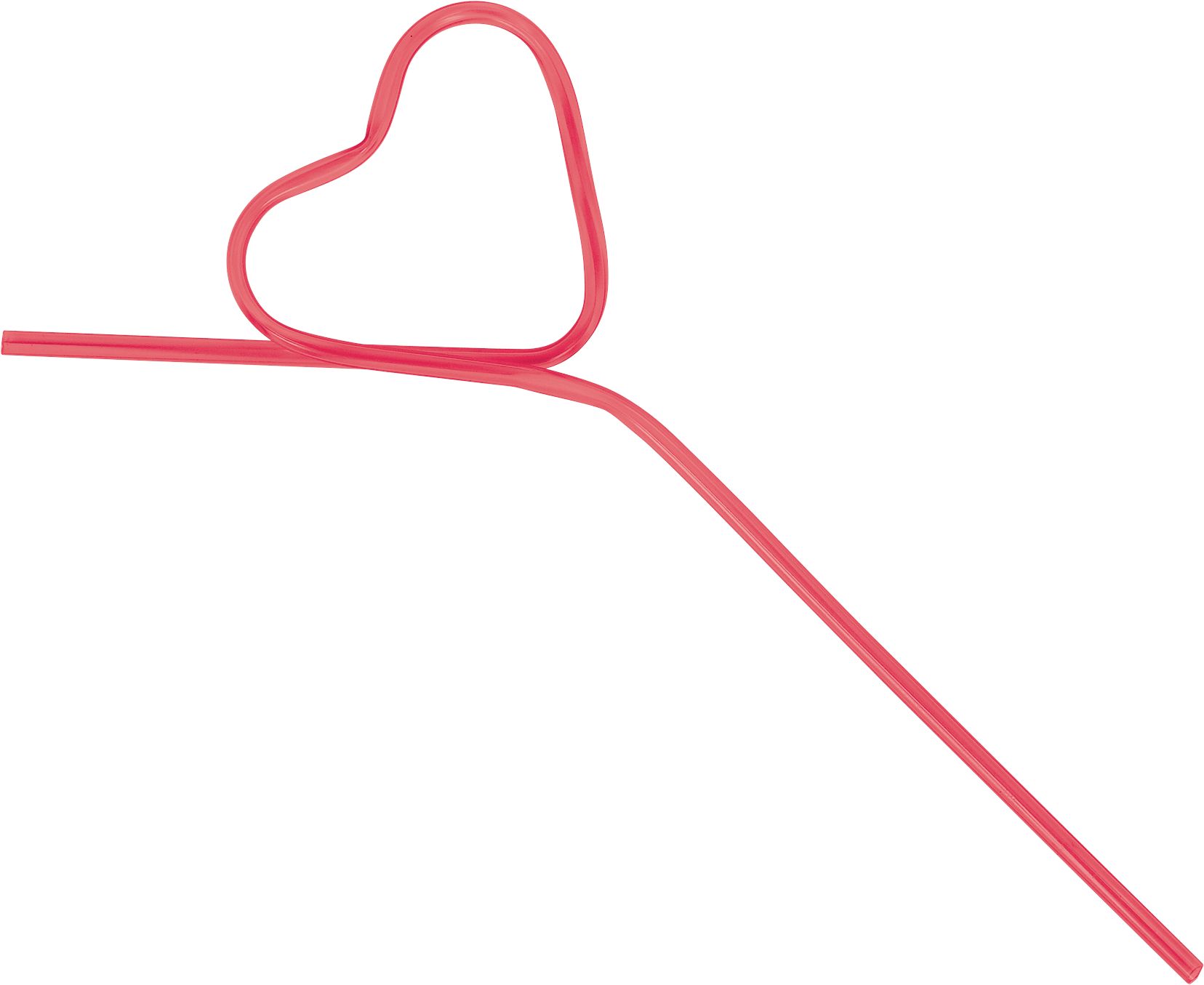 Heart Plastic Reusable Straw, Red, for Valentine's Day Overhead_Flat