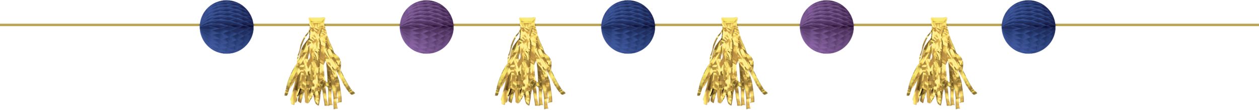 Banderole à lettres Ramadan Aïd avec mini banderole, bleu/violet/doré Front_Flat