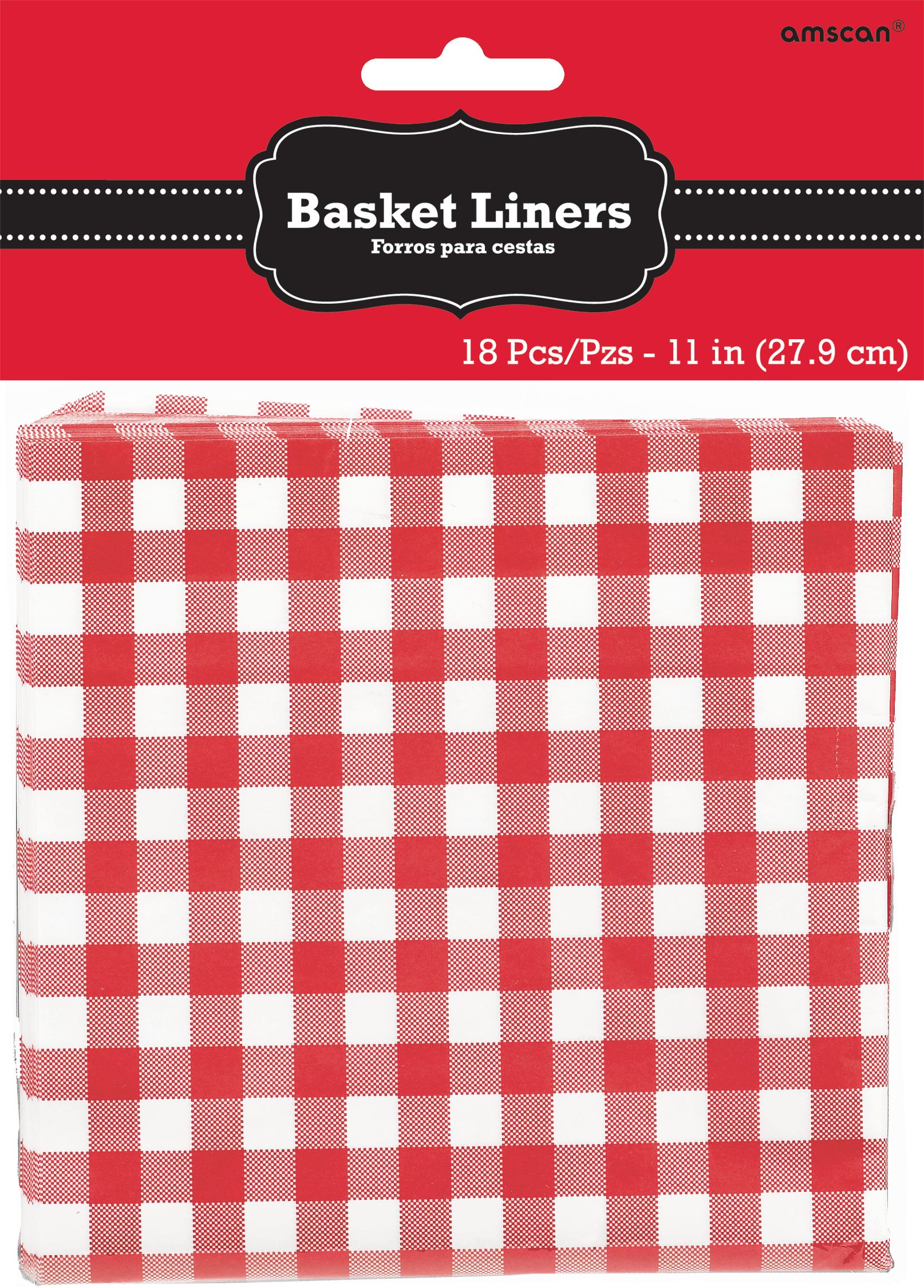 Picnic Party Red Gingham Paper Basket Liners, 18-pk Front_Flat