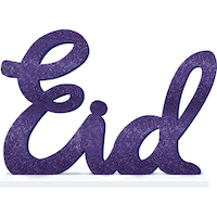 Glitter Purple Eid Block Sign Front_Flat
