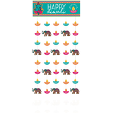 "Happy Diwali" Hanging Doorway Curtain Decoration, Blue, Elephants, 77-in, for Diwali Front_Flat