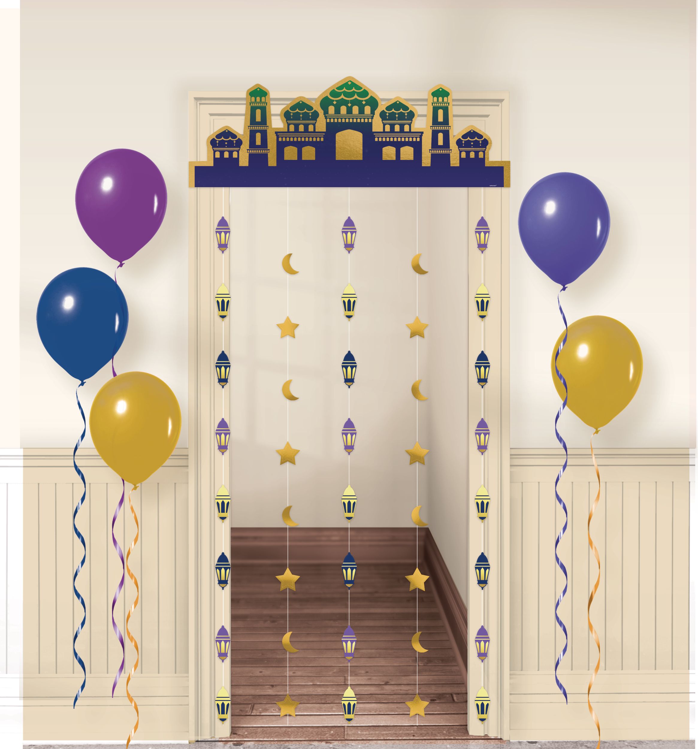 Rideau de porte Aïd, bleu et doré Composite_or_Mixed