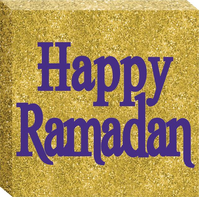 Plaque en toile Eid/Ramadan, or scintillant/violet Front_Angled_Right