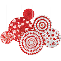 Décorations d'éventails en papier Feuille d'érable canadienne, paq. 6