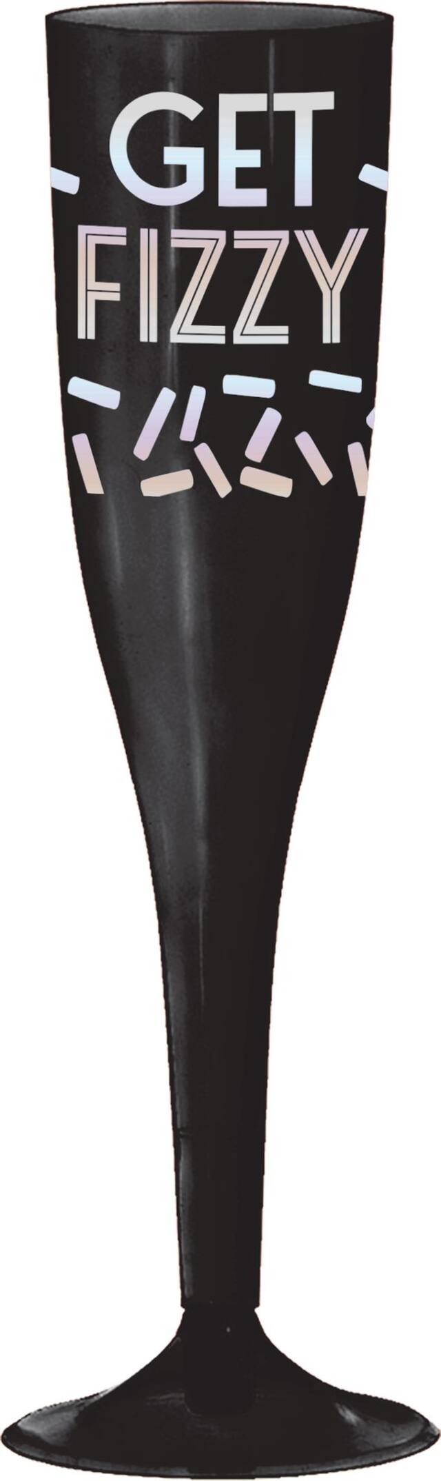 Flûtes à champagne irisées en plastique, Get Fizzy, noir, paq. 16 Front_Flat