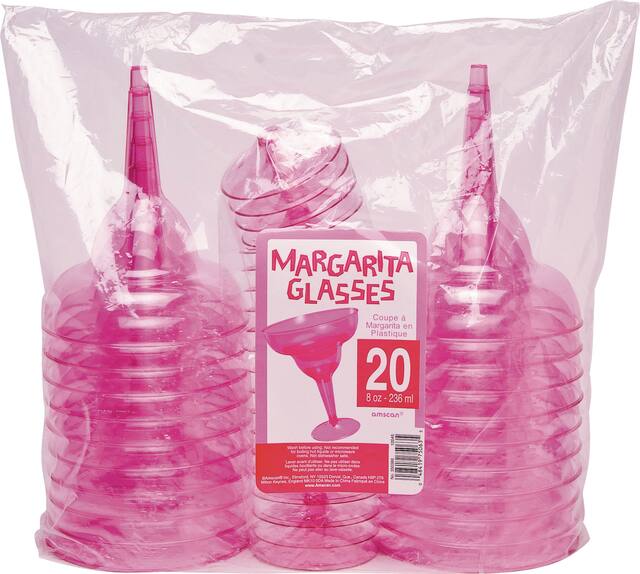 Plastic Reusable Margarita Glasses, Assorted Colours, 10oz, 20pk, for Christmas/Thanksgiving