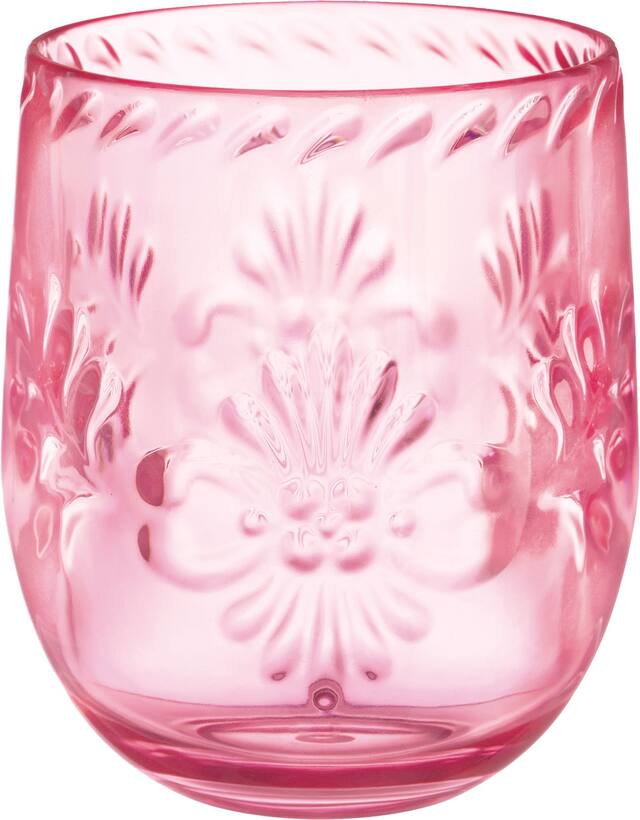 Verre à vin sans pied à motif élégant, rose Front_Elevated