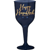 Happy Hanukkah Plastic Wine Glasses, Blue, 8-pk Front_Elevated