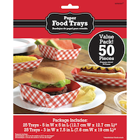 Picnic Party Red Gingham Paper Food Trays, 50-pk Front_Flat