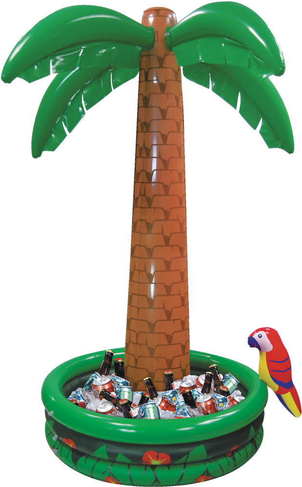 Glacière Palmier Gonflable - Décoration Fête Thème Hawaï, Plage, Piscine - Porte-Boissons Amusant - PVC Résistant, Taille 160x70x70 Cm