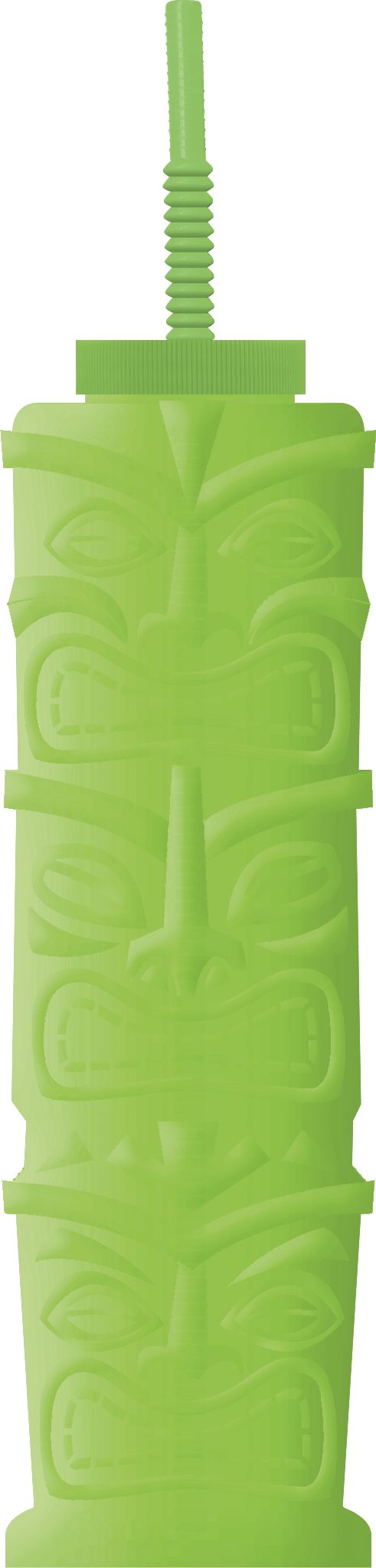 Tiki Cup with Straw, Green Front_Flat