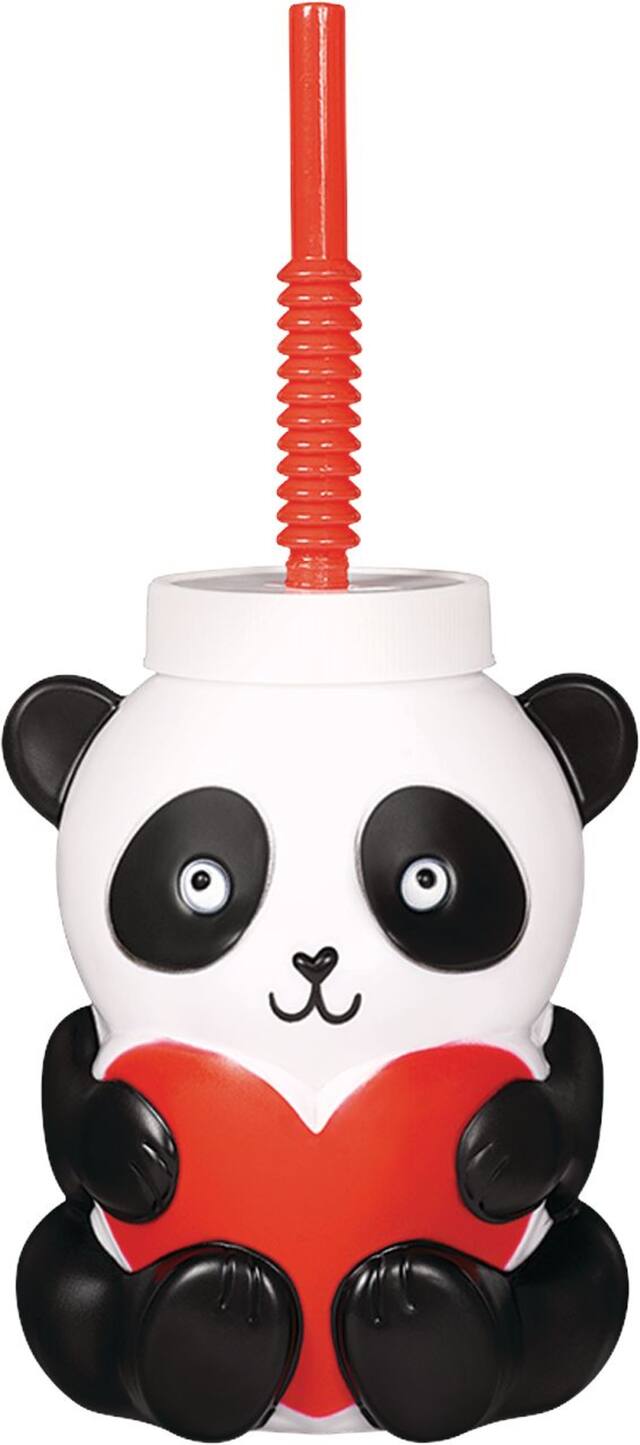 Valentine's Day Panda Cup with Straw Front_Elevated