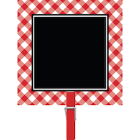 Picnic Party Red Gingham Chalkboard Clips, 8-pk Front_Flat