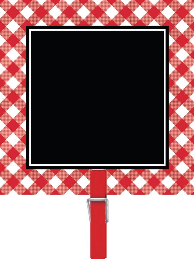 Picnic Party Red Gingham Chalkboard Clips, 8-pk Front_Flat