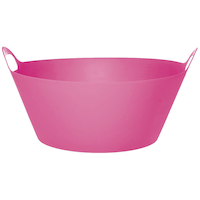 Round Plastic Reusable Tub with Handle, Assorted Colours, 9.5-in, for Christmas/Thanksgiving/New Year's Eve/Birthday Party Front_Elevated