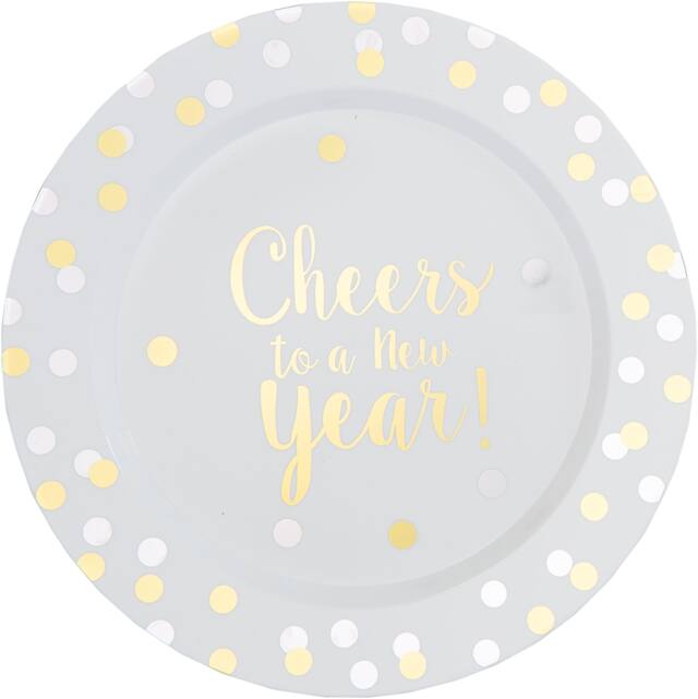 Cheers to a New Year Premium Plastic Lunch Plates, 20-pk Overhead_Flat