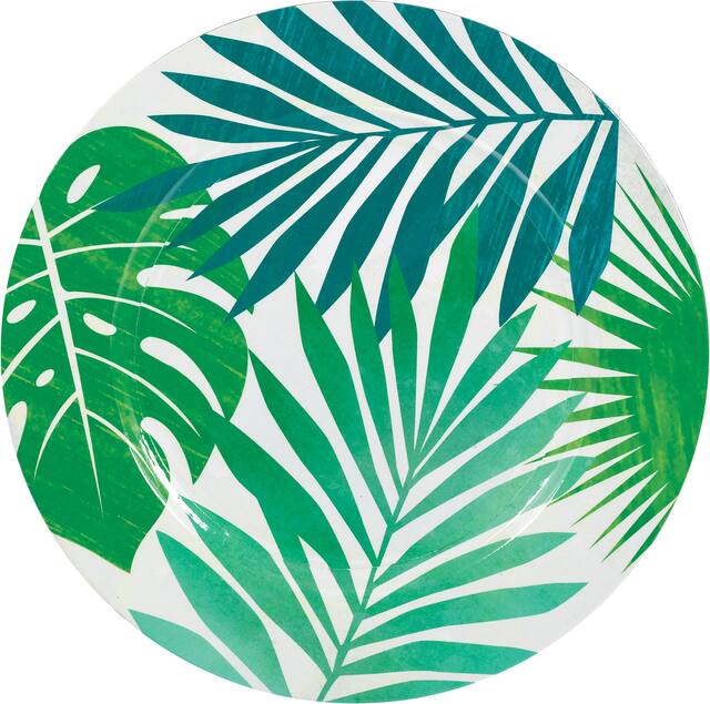 Assiette en plastique feuilles de palmier Key West Front_Flat