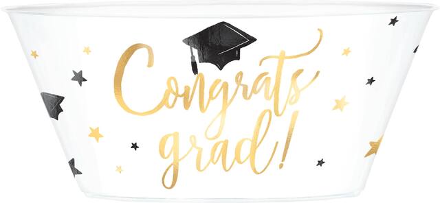 Bol de service en plastique Remise de diplôme, or métallique Front_Flat