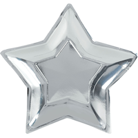 Assiettes Étoile, or et argent métallique, paq. 10 Overhead_Flat