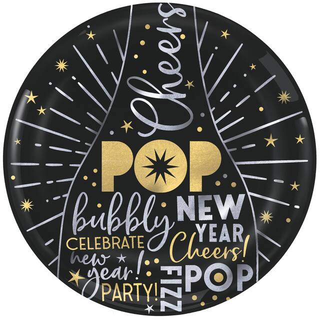 Plateau, veille du jour de l'An, noir, or et argent métallisé Front_Flat